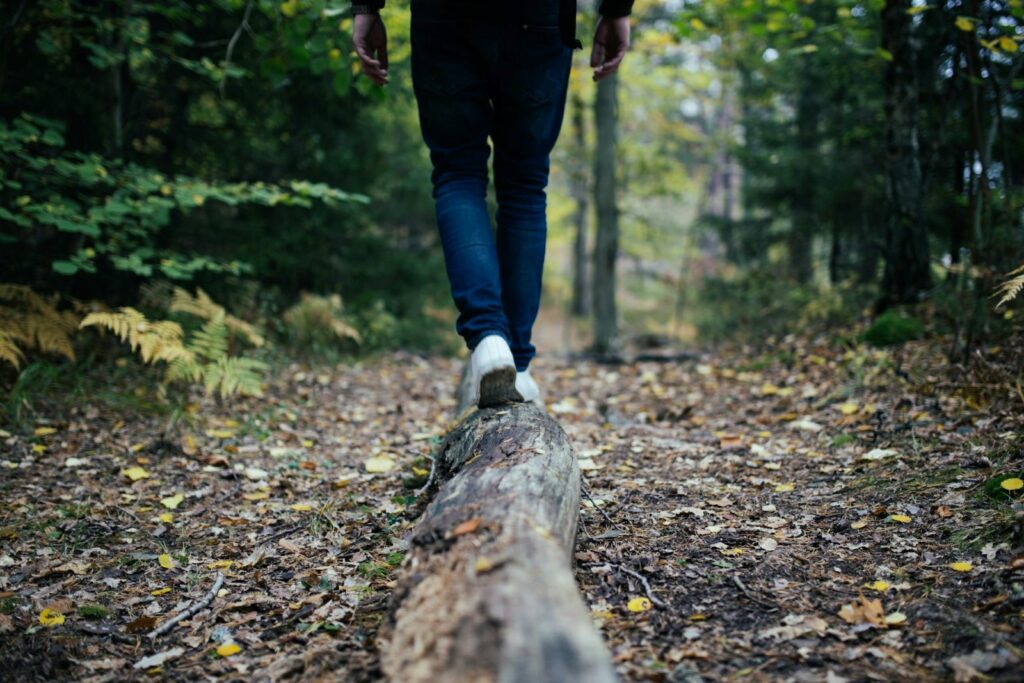 walking on a log